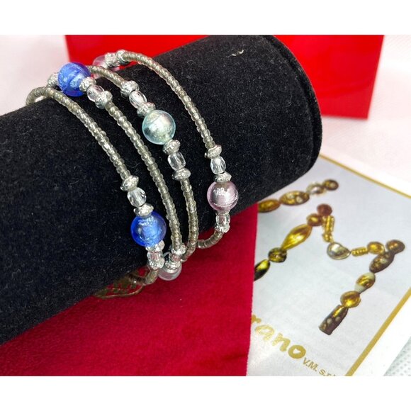Vecchia Murano Venice Italy Glass Bead Memory Coil Bracelet Gift Bag Certificate - Picture 6 of 14